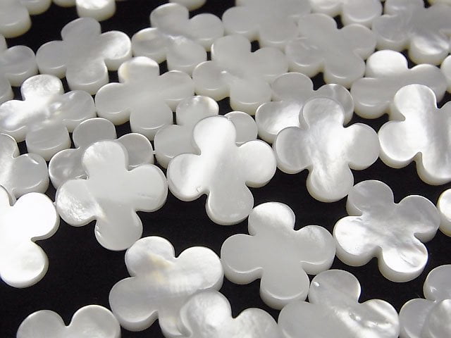 White Shell AAA Flower Motif 15x15x3mm 1/4 or 1strand beads (aprx.15inch/38cm)