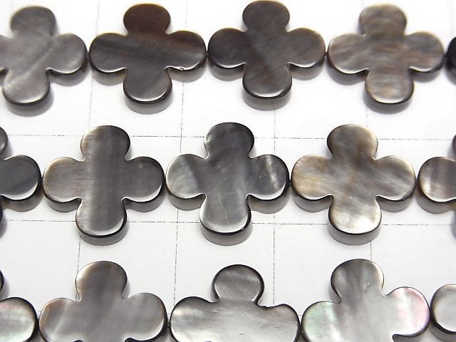 Black Shell AAA Flower Motif 13x13x3mm 1/4 or 1strand beads (aprx.15inch/38cm)