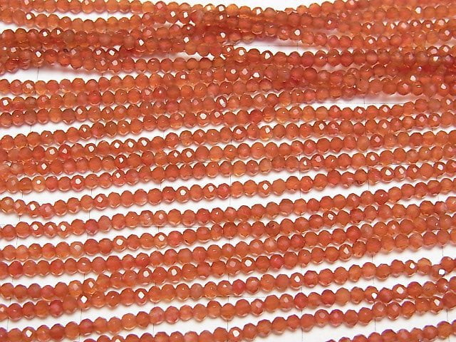 Hochwertig! Karneol AAA Facettiert Rund 2mm 1Strang Perlen (ca. 15Zoll/38cm)