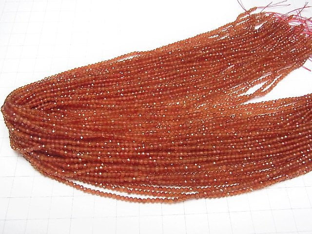Hochwertig! Karneol AAA Facettiert Rund 2mm 1Strang Perlen (ca. 15Zoll/38cm)