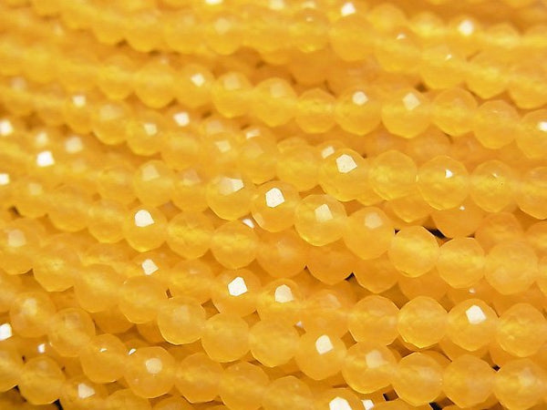 [Video]High Quality! Yellow color Jade Faceted Round 3mm 1strand beads (aprx.15inch/37cm)