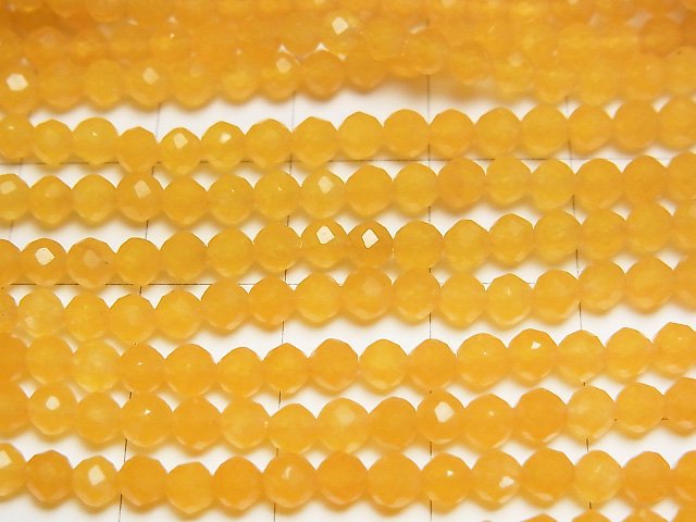High Quality! Yellow color Jade Faceted Round 3mm 1strand beads (aprx.15inch/37cm)