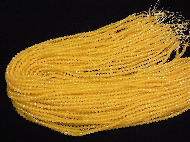 Hochwertig! Gelbe Jade facettiert Rund 3mm 1Strang Perlen (ca. 15Zoll/37cm)