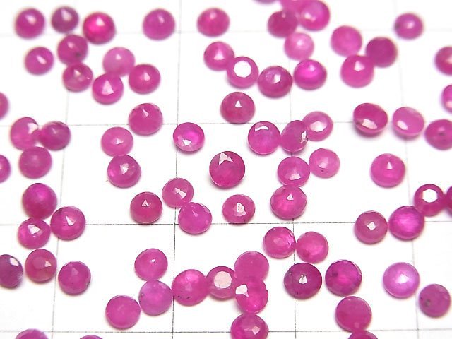 Ruby AAA- Loose stone Round Faceted 3x3mm 5pcs