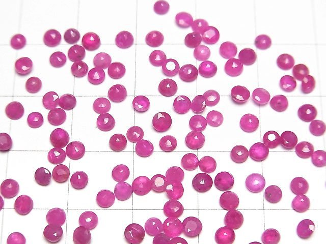 Rubin AAA- Lose Stein Rund facettiert 3x3mm 5Stk