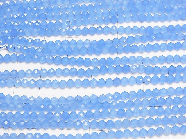Hochwertig! Blaue Jade facettiert Rund 3mm 1Strang Perlen (ca. 15Zoll/37cm)