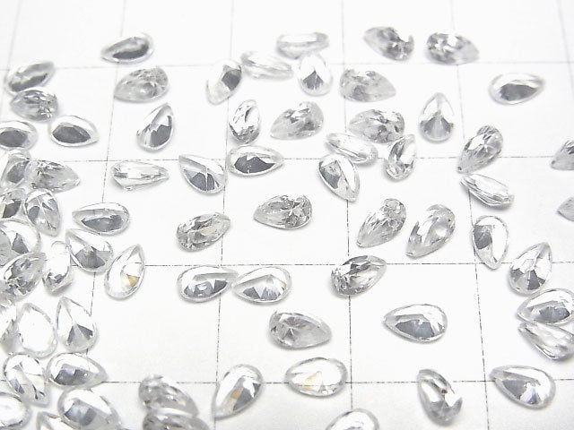 High Quality Natural White Zircon AAA Loose Stone Pear Shape Faceted 5x3mm 5pcs