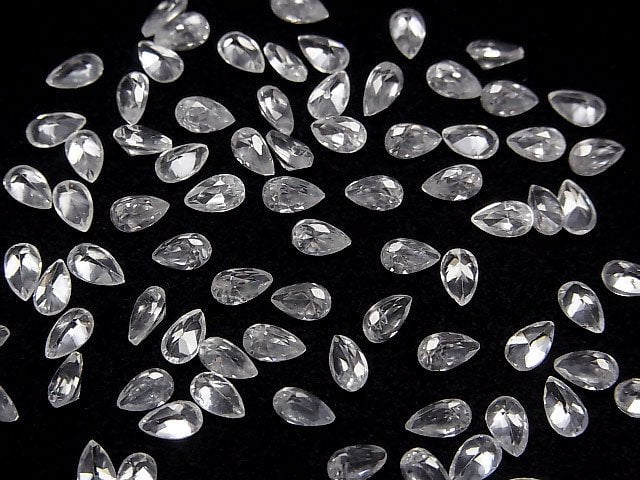 Hochwertiger natürlicher weißer Zirkon AAA lose Steine Birnenform facettiert 5x3mm 5 Stück