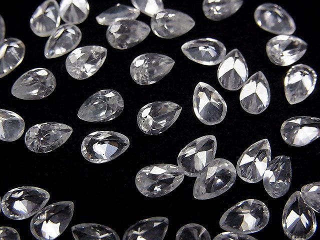 High Quality Natural White Zircon AAA Loose Stone Pear Shape Faceted 6x4mm 2pcs