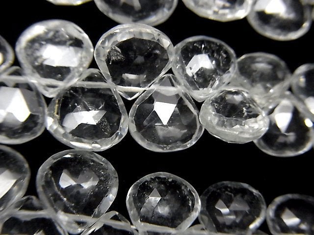 High Quality White Topaz AA++ Chestnut Faceted Briolette half or 1strand beads (aprx.7inch/18cm)