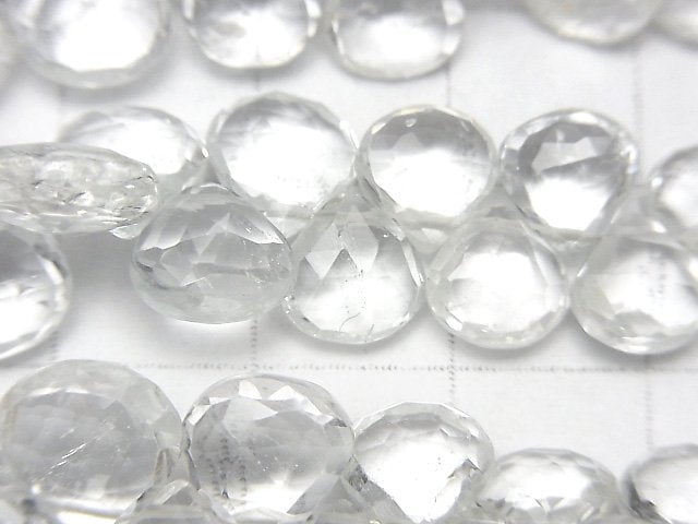 High Quality White Topaz AA++ Chestnut Faceted Briolette half or 1strand beads (aprx.7inch/18cm)