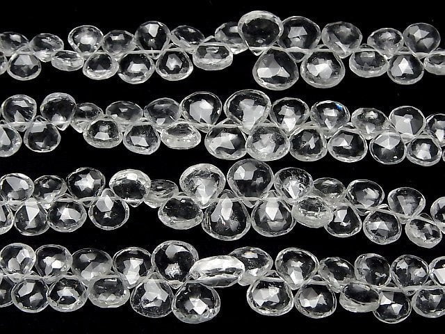 Hochwertiger weißer Topas AA++ Kastanie facettiert Briolette halb oder 1 Strang Perlen (ca. 7 Zoll/18 cm)