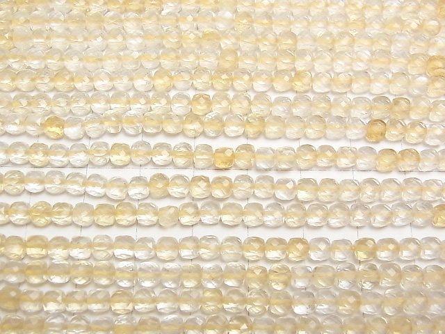 Hochwertig! Helle Farbe Citrin AA+ Würfelform 4x4x4mm 1Strang Perlen (ca. 15 Zoll/37 cm)