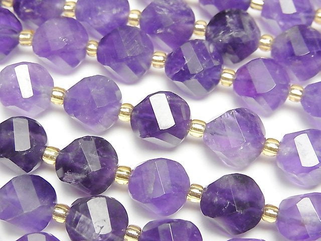 Amethyst AA++ 4Faceted Twist x Multiple Facets 10x8x8mm half or 1strand beads (aprx.15inch/36cm)
