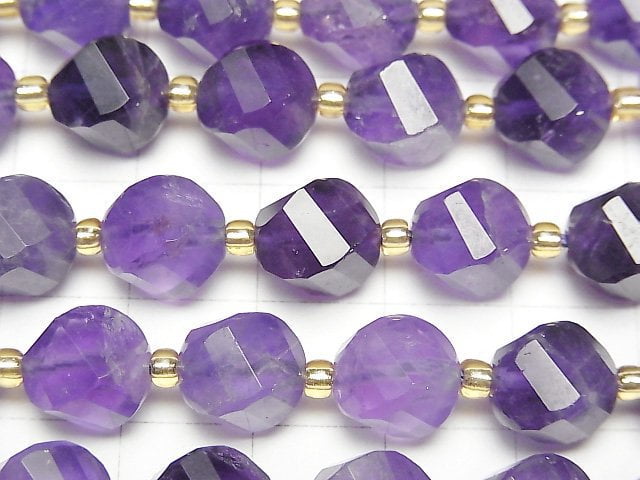 Amethyst AA++ 4Faceted Twist x Multiple Facets 10x8x8mm half or 1strand beads (aprx.15inch/36cm)