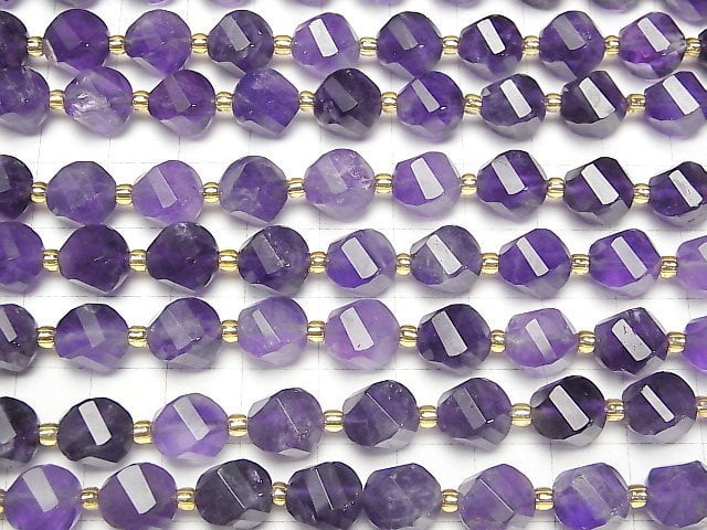 Amethyst AA++ 4-facettierte Twist x mehrere Facetten 10x8x8mm halbe oder 1 Strang Perlen (ca. 15 Zoll/36 cm)