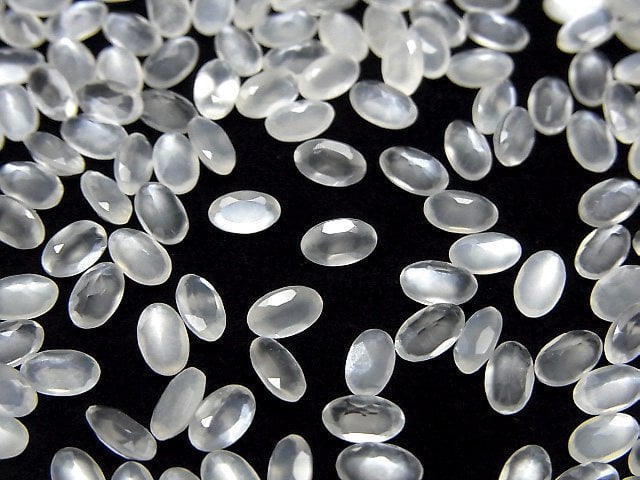 Hochwertiger Weißer Mondstein AAA Lose Steine Oval facettiert 5x3mm 10 Stück