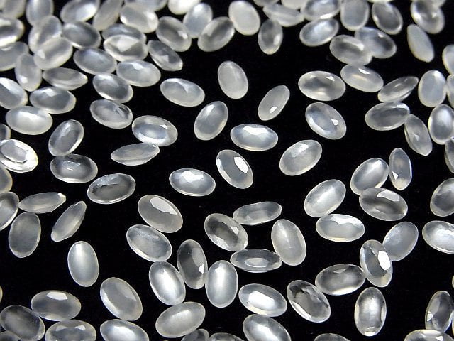 Hochwertiger Weißer Mondstein AAA Lose Steine Oval facettiert 5x3mm 10 Stück