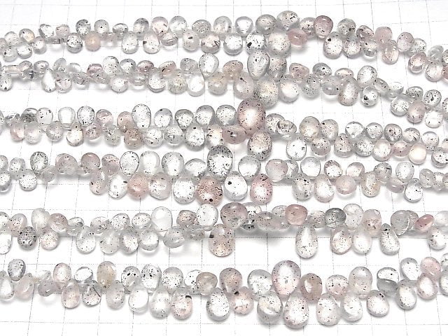 Mikain Rosenquarz Tropfenform (glatt) halbe oder 1 Strang Perlen (ca. 7 Zoll/18 cm)