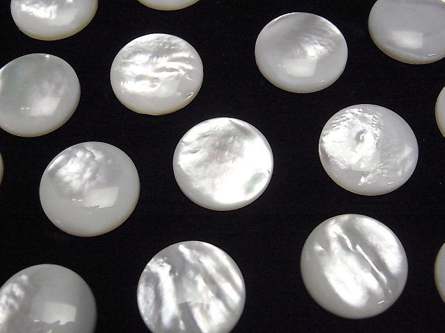 High Quality White Shell (Silver-lip Oyster) AAA Round Cabochon 16x16mm 2pcs
