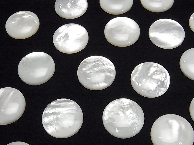 Hochwertige Weiße Muschel (Silberlippen-Auster) AAA Runde Cabochon 18x18mm 1 Stück