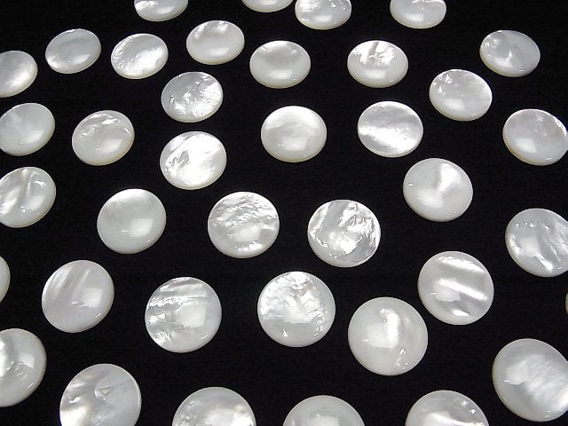 Hochwertige Weiße Muschel (Silberlippen-Auster) AAA Runde Cabochon 18x18mm 1 Stück