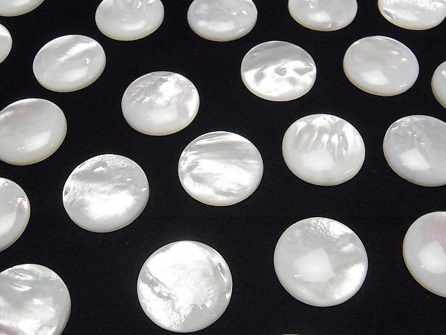 Hochwertige Weiße Muschel (Silberlippen-Auster) AAA Runde Cabochon 20x20mm 1 Stück