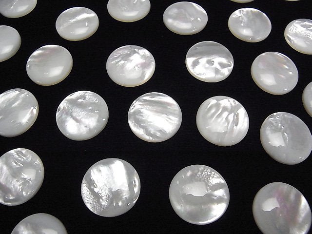 Hochwertige Weiße Muschel (Silberlippen-Auster) AAA Runde Cabochon 20x20mm 1 Stück