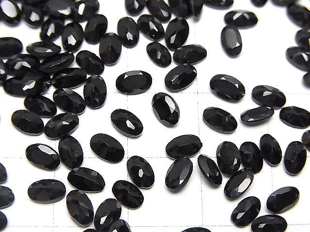 Hochwertiger Schwarzer Spinell AAA Lose Steine Oval Facettiert 5x3mm 10Stk