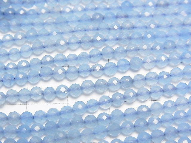 High Quality! Light blue color Jade Faceted Round 3mm 1strand beads (aprx.15inch/37cm)