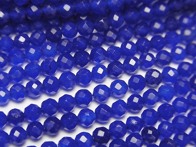 High Quality! Blue color Jade Faceted Round 3mm 1strand beads (aprx.15inch/37cm)