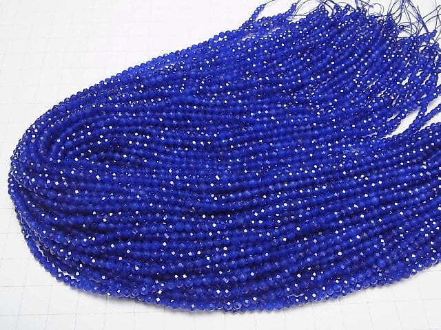 Hochwertig! Blaue Jade facettiert Rund 3mm 1Strang Perlen (ca. 15Zoll/37cm)