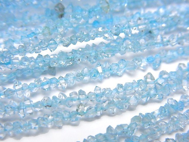 巴基斯坦雙尖切面水晶電鍍【淺藍】半串或一串珠(約15英吋/37公分)