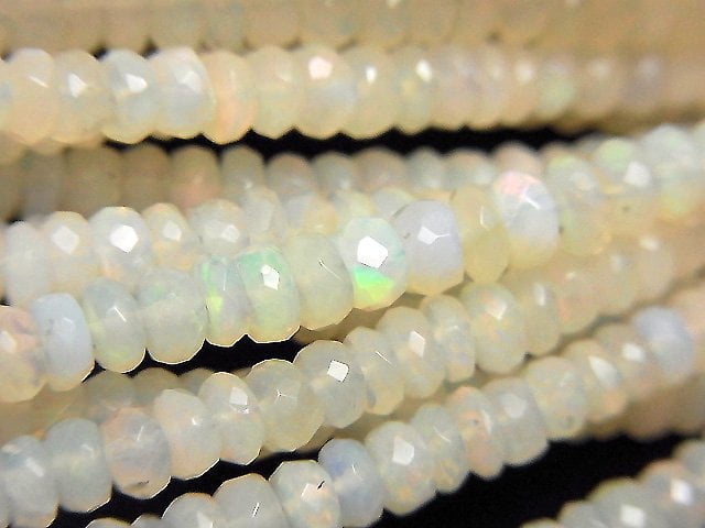 Ethiopia Opal AA+ Faceted Button Rondelle half or 1strand beads (aprx.15inch/38cm)