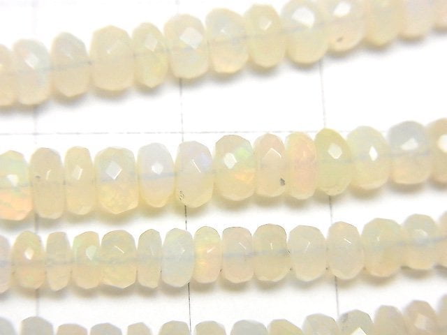 Ethiopia Opal AA+ Faceted Button Rondelle half or 1strand beads (aprx.15inch/38cm)