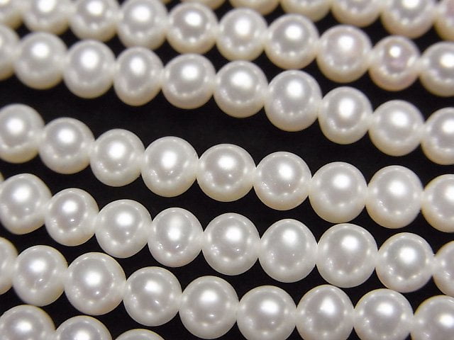 Fresh Water Pearl AAA Semi Round 4-4.5mm White half or 1strand beads (aprx.15inch/37cm)