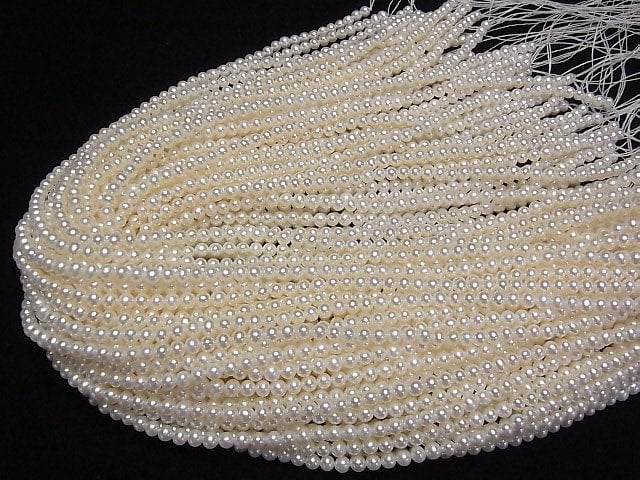 Süßwasserperle AAA semi-rund 4-4,5mm weiß halbe oder 1 Strang Perlen (ca. 15 Zoll / 37 cm)