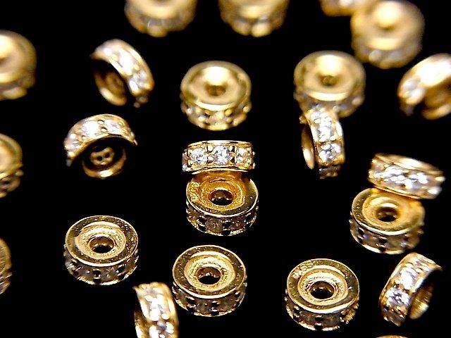 Silver925 Rondelle 5x5x2mm(with CZ) 18KGP 2pcs