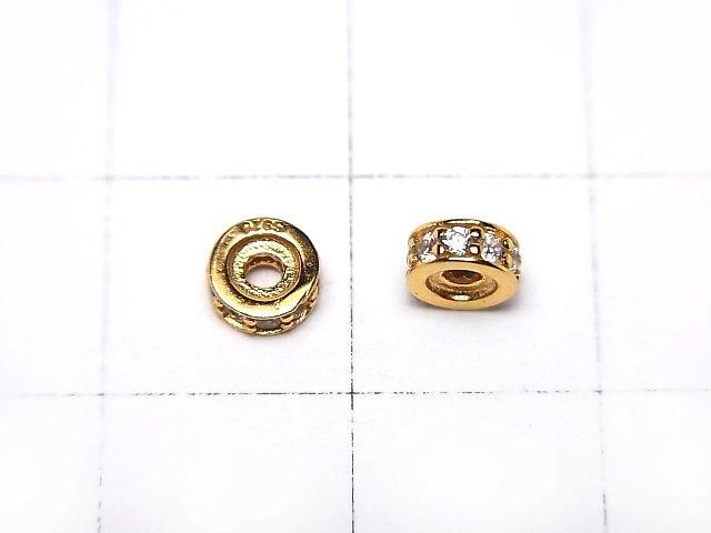 Silver925 Rondelle 5x5x2mm(with CZ) 18KGP 2pcs