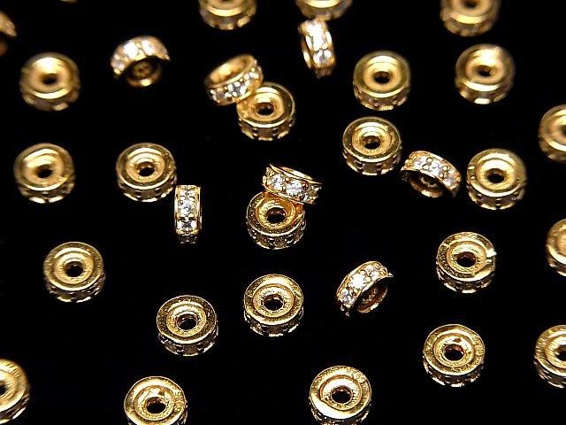 Silver925 Rondelle 5x5x2mm(with CZ) 18KGP 2pcs