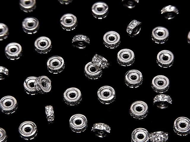 Silver925 Rondelle 5x5x2mm(with CZ) Rhodium Plated 2pcs