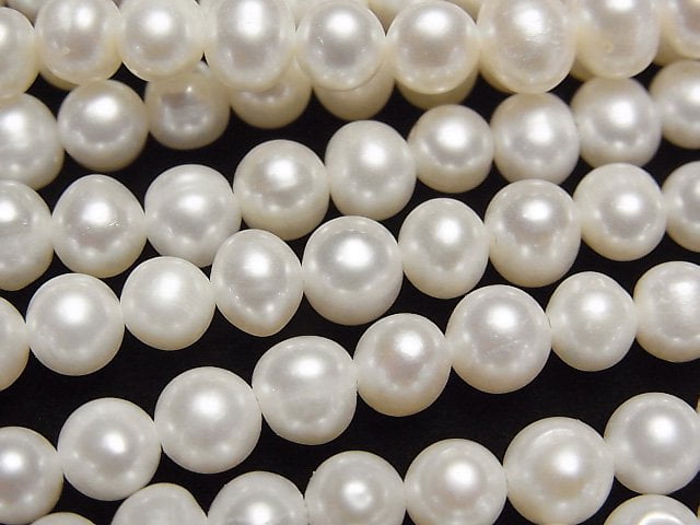 Fresh Water Pearl AA++ Potato 6mm White 1strand beads (aprx.14inch/34cm)