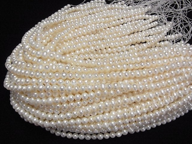 Süßwasserperle AA++ Kartoffel 6mm weiß 1 Strang Perlen (ca. 14 Zoll / 34 cm)