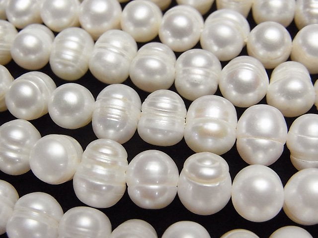 Fresh Water Pearl AA Wrinkle Potato 8-9mm White 1strand beads (aprx.13inch/33cm)