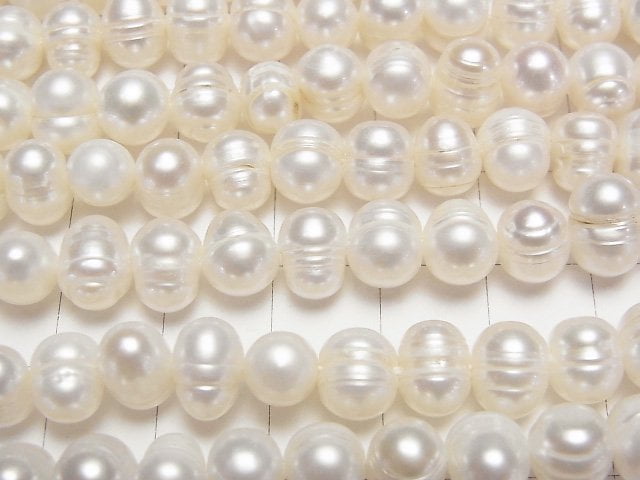 Fresh Water Pearl AA Wrinkle Potato 8-9mm White 1strand beads (aprx.13inch/33cm)