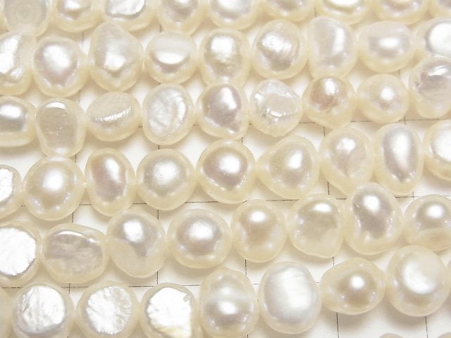 Fresh Water Pearl AA+ Potato-Baroque 6-8mm White 1strand beads (aprx.13inch/33cm)