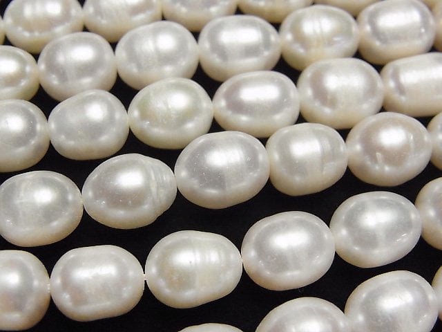 Fresh Water Pearl AA Rice 9x8x8mm White 1strand beads (aprx.13inch/33cm)