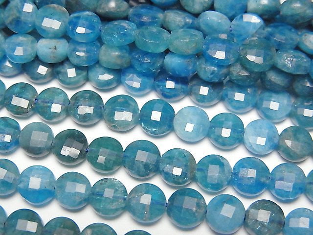 High Quality! Apatite AA+ Faceted Coin 5x5x3mm 1strand beads (aprx.15inch/37cm)