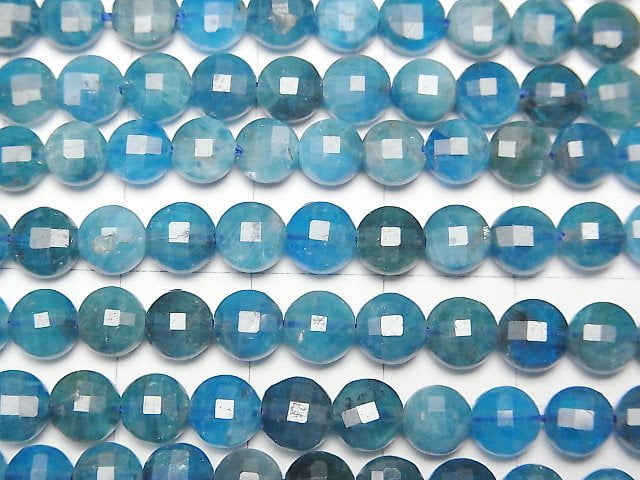High Quality! Apatite AA+ Faceted Coin 5x5x3mm 1strand beads (aprx.15inch/37cm)