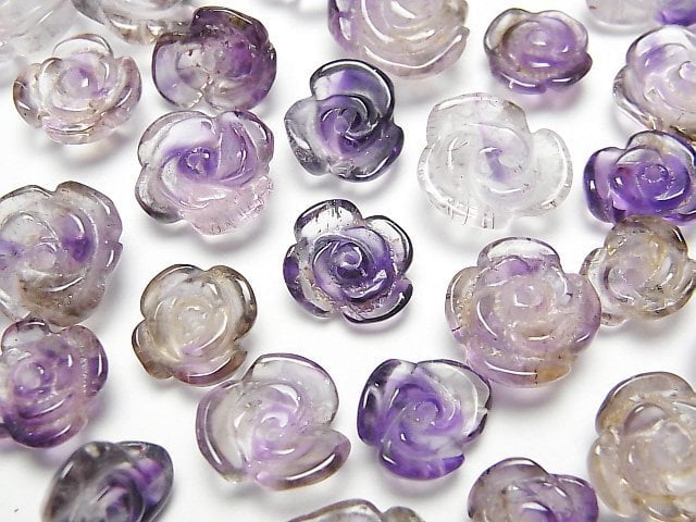 Elestial Quartz AA++ Rose Motif Center Hole 5pcs